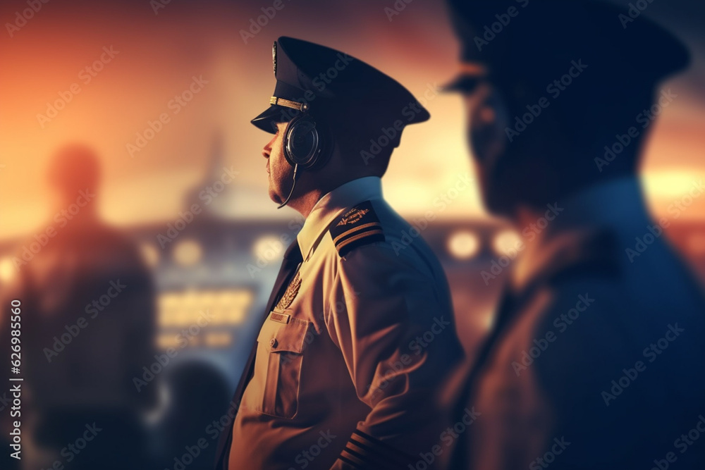 Pilots and Flight Attendants Preparing an Aircraft on the Runway for Takeoff - AI generated Pilots and Flight Attendants Preparing an Aircraft on the Runway for Takeoff - AI generated