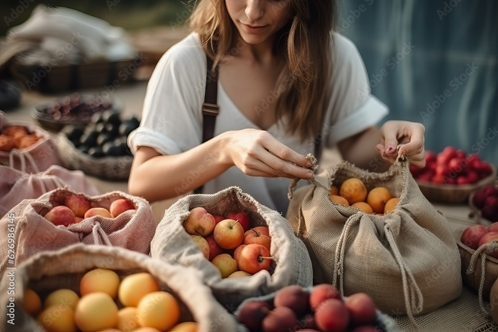Woman with glass jar buy dried berry Woman with glass jar buy dried berry