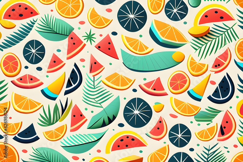 Summer, fruits, seamless pattern. Generative AI, 생성형, 인공지능