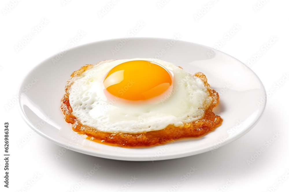 Fried eggs isolated on white background.Generative Ai. Fried eggs isolated on white background.Generative Ai.