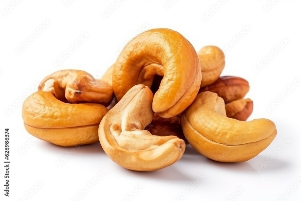 Cashew on white background.Generative Ai. Cashew on white background.Generative Ai.
