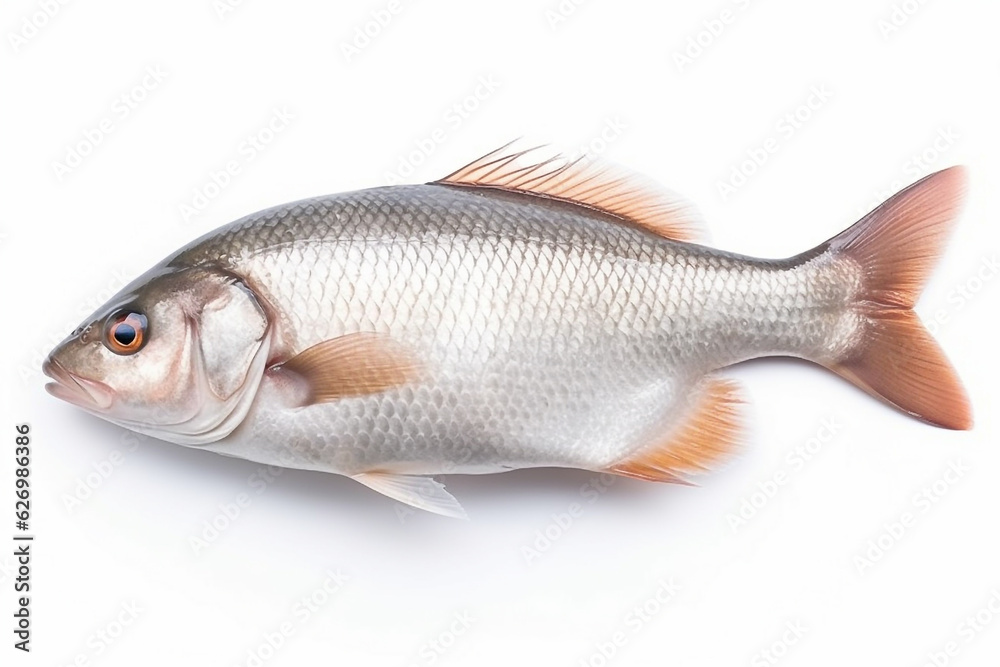Fresh raw fish isolate on white background.Generative Ai.