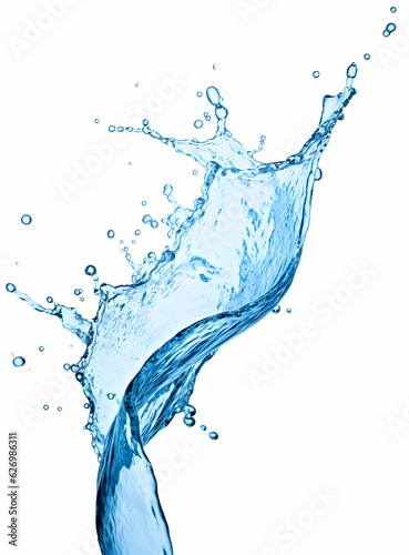 a blue water splash, swirl on a white background