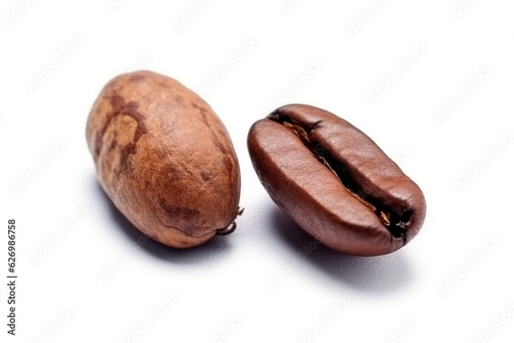 Coffee beans isolated on white background.Generative Ai. Coffee beans isolated on white background.Generative Ai.