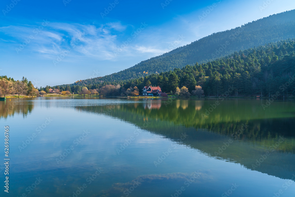 bolu golcuk lake and surrounding structures