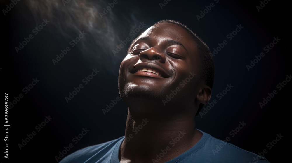 Man during prayer on black background. Man during prayer on black background.