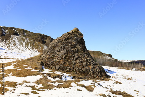 view of a mountain landscape in south iceland