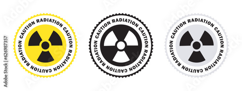 Badges of the threat of radiation. Warning sign. Caution signs. Vector scalable graphics