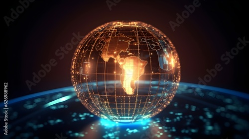 a glowing globe with continents on it