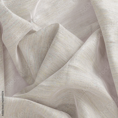 Fabric folds, gray color cotton canvas, 3d rendering cloth texture