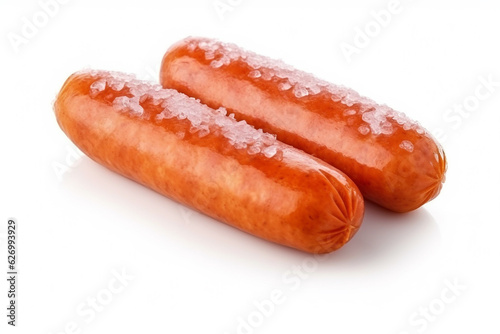 Sausages isolated on white background.Generative Ai.