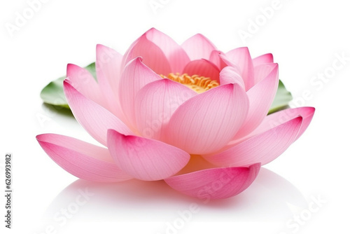 Pink lotus flower isolated on white background.Generative Ai.