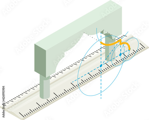 Engineering work icon isometric vector. Modern arch project and plastic ruler. Designing, building, reconstruction
