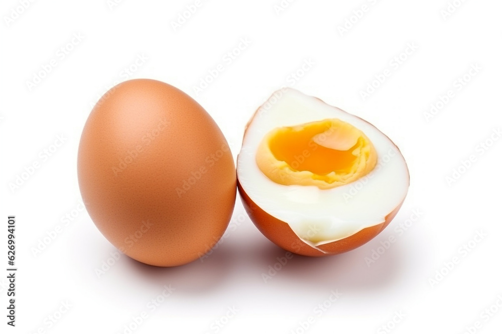 Soft-boiled eggs isolated on white background.Generative Ai. Soft-boiled eggs isolated on white background.Generative Ai.