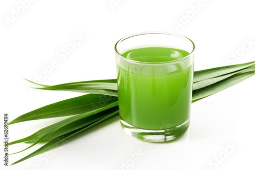 Pandan Juice isolated on white background.Generative Ai.