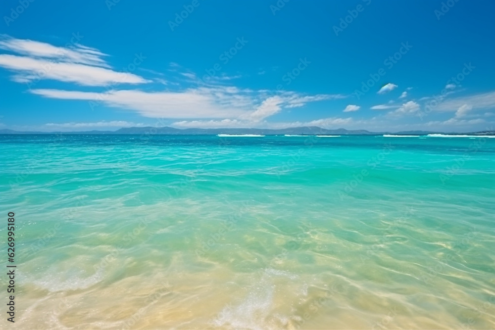 Tropical sea wave with  blue sky.Generative Ai.