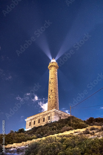 lighthouse at night in cabo de palos
