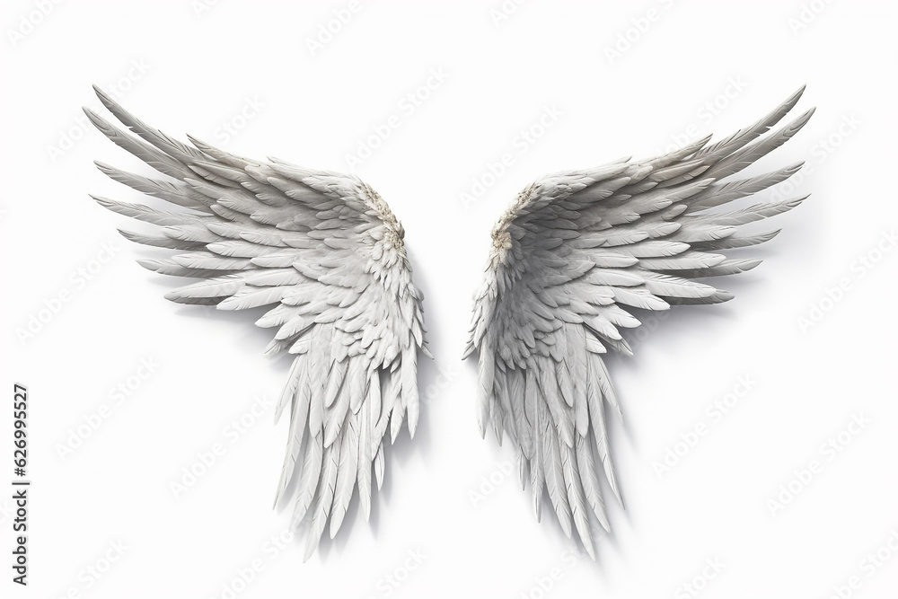 Wings isolated on white background.Generative Ai. Wings isolated on white background.Generative Ai.