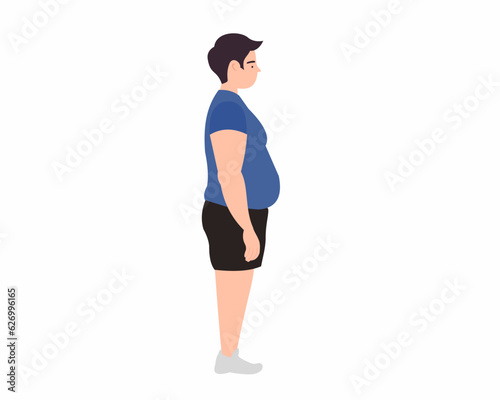  Man who are worried about belly fat Concept of weight loss