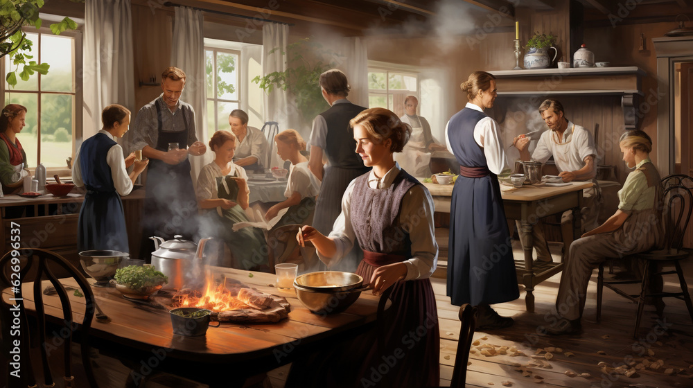 group of people in a restaurant detailed hyper realistic modern wallpaper. Generative Ai content group of people in a restaurant detailed hyper realistic modern wallpaper. Generative Ai content