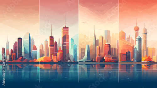 buildings and city, vector graphic illustration