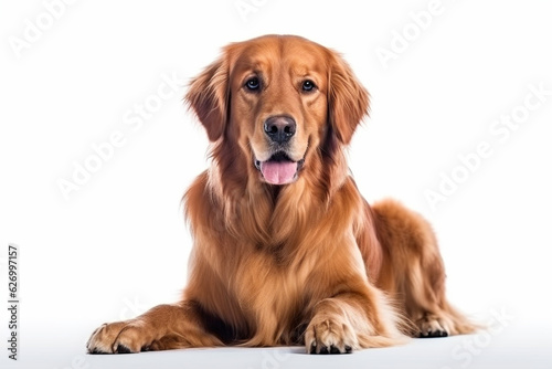 Golden Retriever dog isolated on white background.Generative Ai.