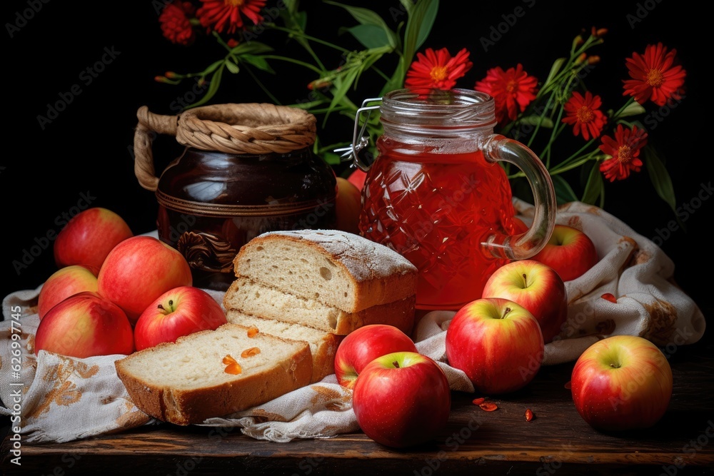 Apple jam with fresh fruit. Generative AI Apple jam with fresh fruit. Generative AI