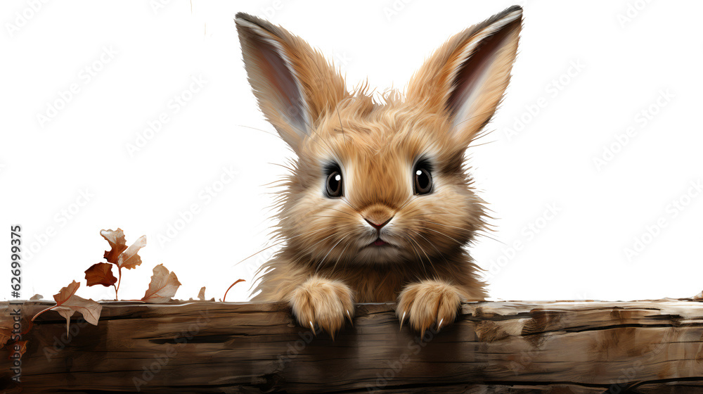Fototapeta premium cute little bunny holding a empty sign watercolor painting design isolated against transparent background