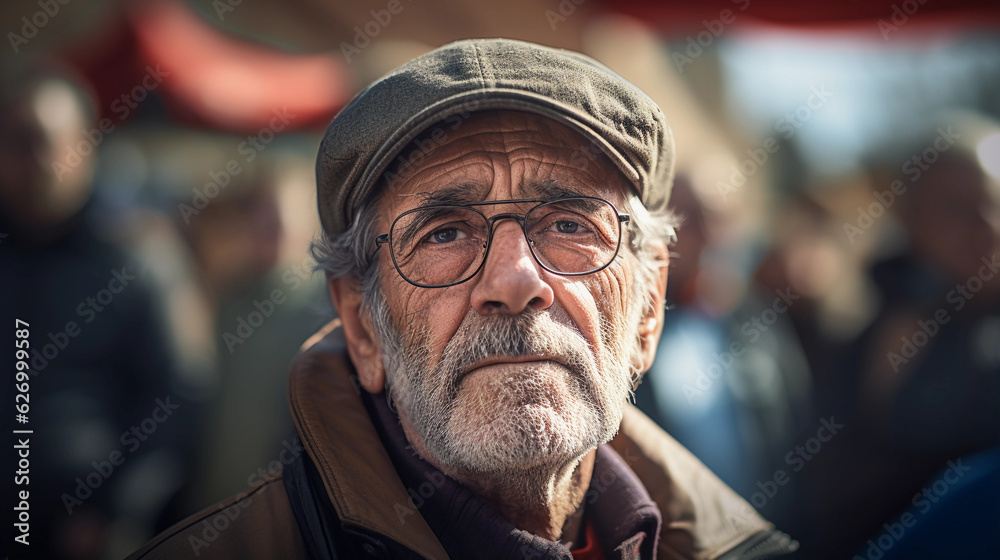 portrait of an elderly activist, eyes full of hope and determination, soft natural light portrait of an elderly activist, eyes full of hope and determination, soft natural light