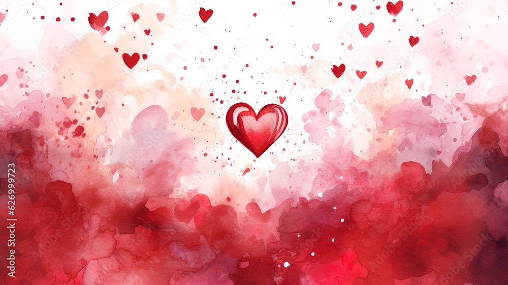 Valentine's watercolor red background, generated by AI