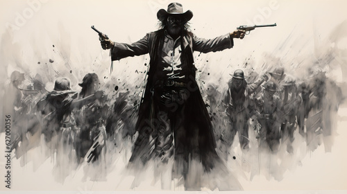 Dynamic Lines Dance: Etching a Gunslinger's Essence photo