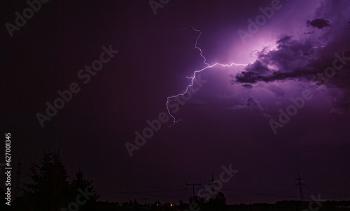 Thunderstorm with lightning near Aholming, Bavaria, Germany