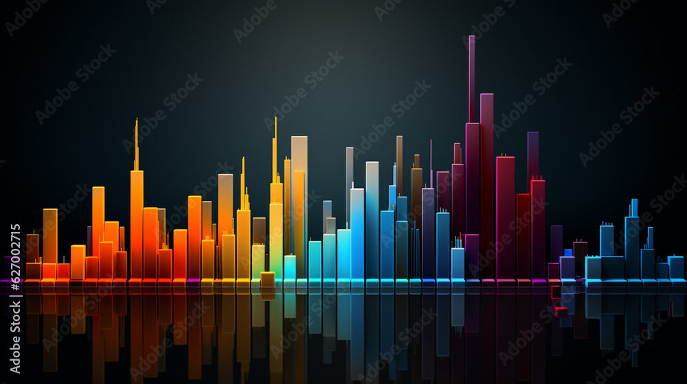 Craft an animated bar chart displaying the daily trading volume and volatility of a popular commodity, with color-coded bars for buy and sell signals. Generative AI