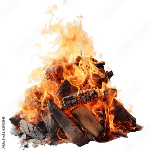  Bonfire isolated on transparent background.  Generative AI photo