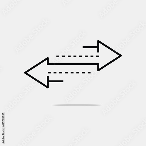 black direction arrow like transfer. simple flat trend modern linear logotype graphic art design isolated on white background. concept of info fast transference for website and abstract traffic badge