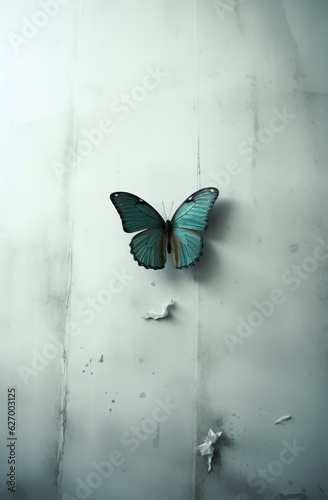 pretty teal colored butterfly. transformation concept art. 