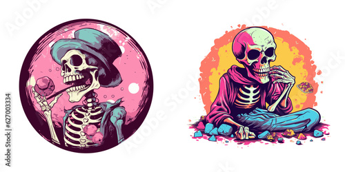Cartoon human skeleton. Vector illustration.