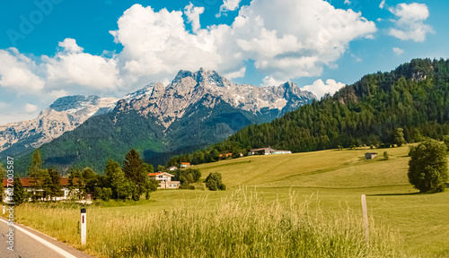 Alpine summer view with the Loferer Steinberge mountains near Waidring, Tyrol, Austria photo