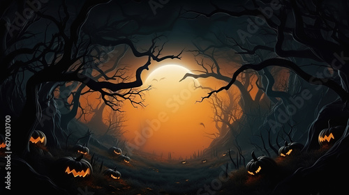 Halloween background with space for text. Generative Ai