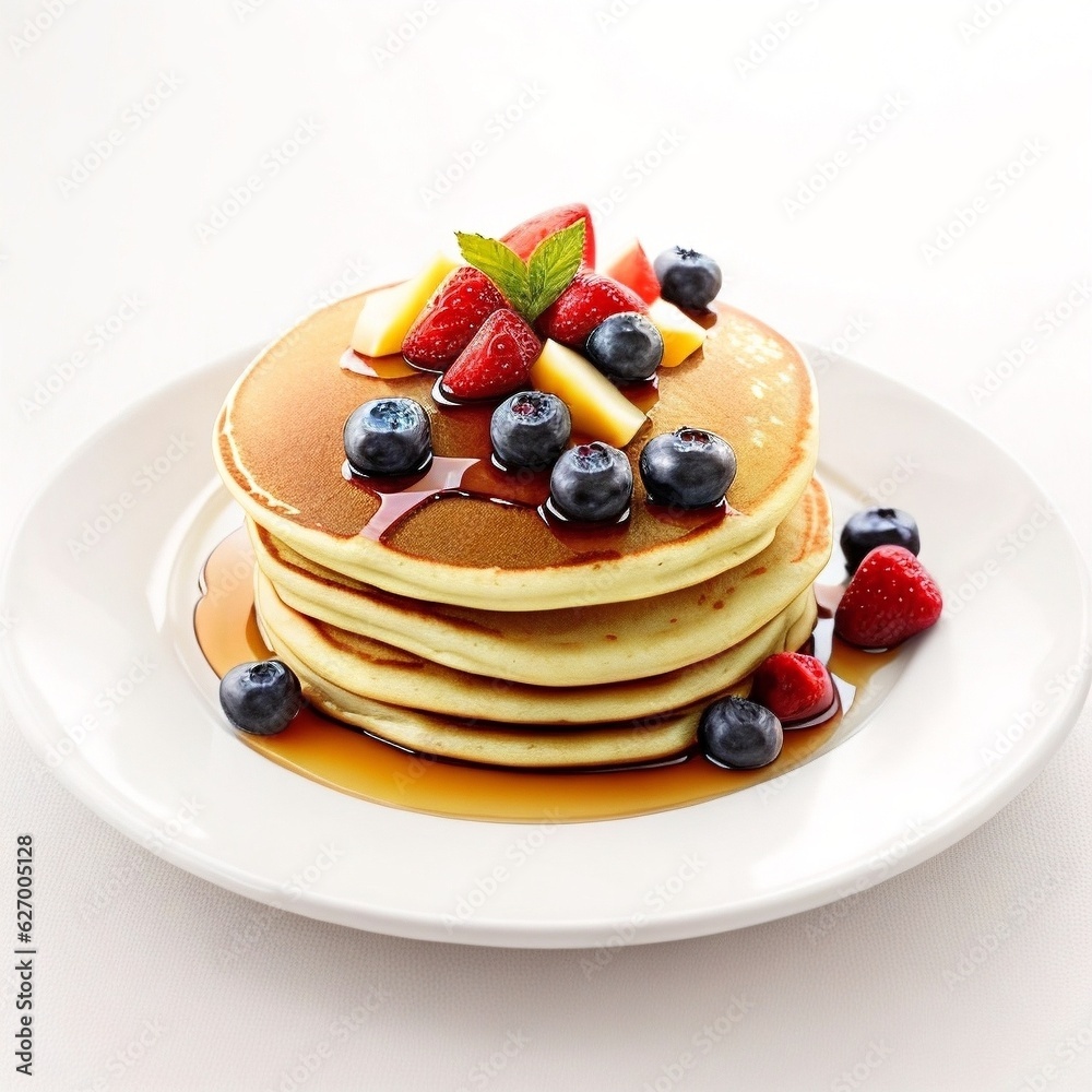 stack of pancakes with syrup and berries stack of pancakes with syrup and berries
