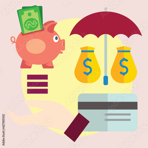 linear flat businessman driving money  paying bills  growing income goal achievement  marketing business concept problem solver get solution to overcome difficulty.