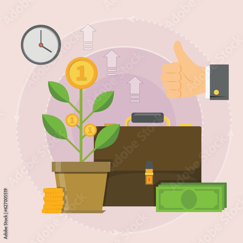 linear flat businessman driving money  paying bills  growing income goal achievement  marketing business concept problem solver get solution to overcome difficulty.