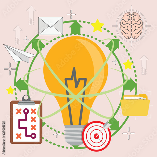 linear flat businessman driving money  paying bills  growing income goal achievement  marketing business concept problem solver get solution to overcome difficulty.
