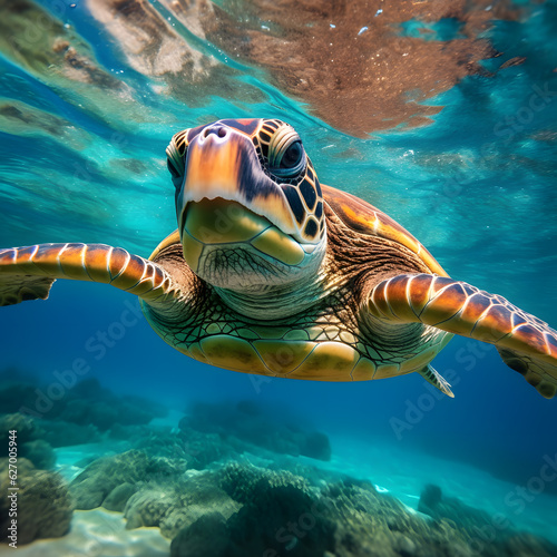 photo of a turtle in the tropical ocean  © jaysen
