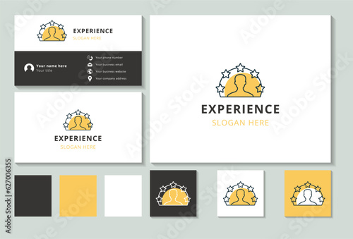 Experience logo design with editable slogan. Branding book and business card template.