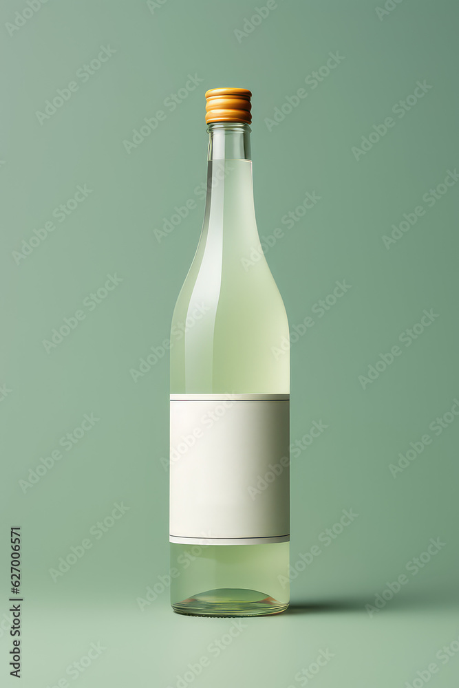 Product mockup, simple korean traditional rice wine bottle, empty place for design branding or logo placement, isolated on flat pastel green background. 3d render illustration style. Product mockup, simple korean traditional rice wine bottle, empty place for design branding or logo placement, isolated on flat pastel green background. 3d render illustration style.