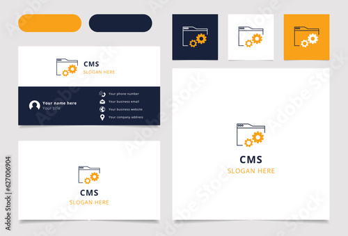 Cms logo design with editable slogan. Branding book and business card template.