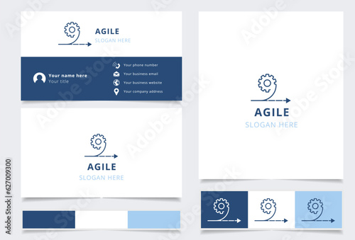 Agile logo design with editable slogan. Branding book and business card template.