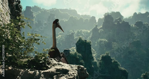 The pterodactyl prepares to hunt.