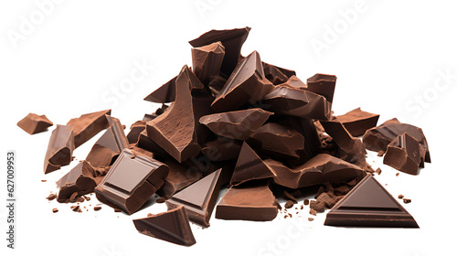 Fresh organic broken chocolate pieces transparent png background. Chocolate png